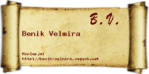 Benik Velmira névjegykártya